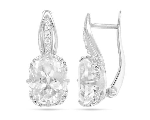 Серьги из серебра горный хрусталь, СПН4-2-225