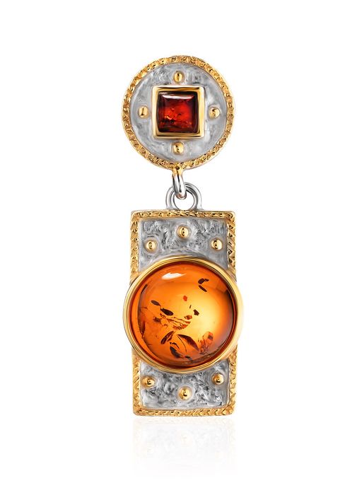 Стильный кулон с натуральным коньячным янтарём Равенна