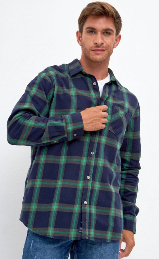 Рубашка фланель F121-0460 green-d.blue - Fine joyce фото 3