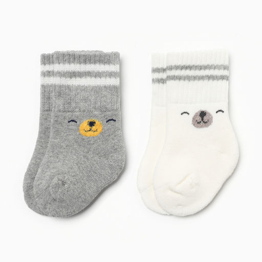 Носки детские махровые Крошка Я Basic Line, 2 пары, 12-24 мес., молочный/серый