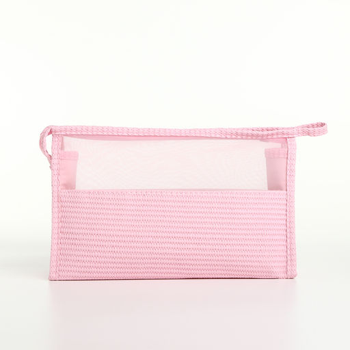 Косметичка на молнии, треугольная, с сеткой, розовая - Simaland фото 2