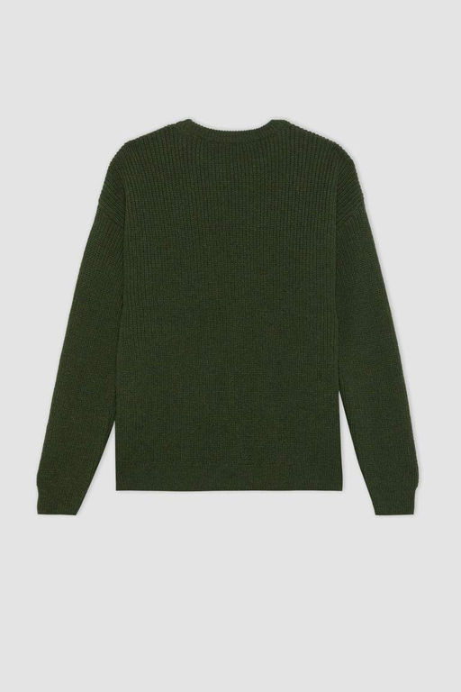 Трикотажный свитер обычного кроя с круглым вырезом - Defacto фото 9