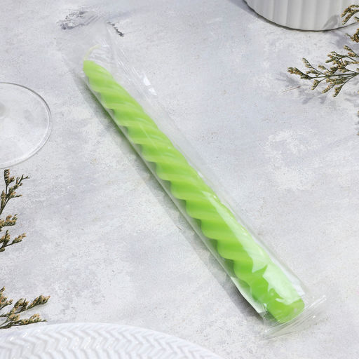 Цена за 2 шт. Свеча витая, 2.3×24.5 см, 5 ч, 50 г, зелёная