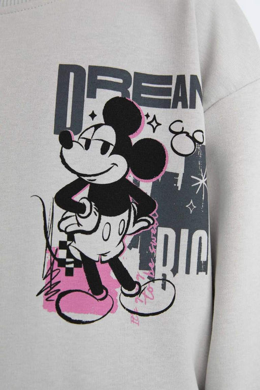 Толстовка с круглым вырезом для девочек Disney Mickey & Minnie Relax Fit - Defacto фото 5