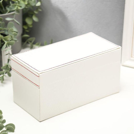 Шкатулка кожзам для украшений и часов 4 отделения Белая 11х22,5х11,5 см - Simaland фото 6