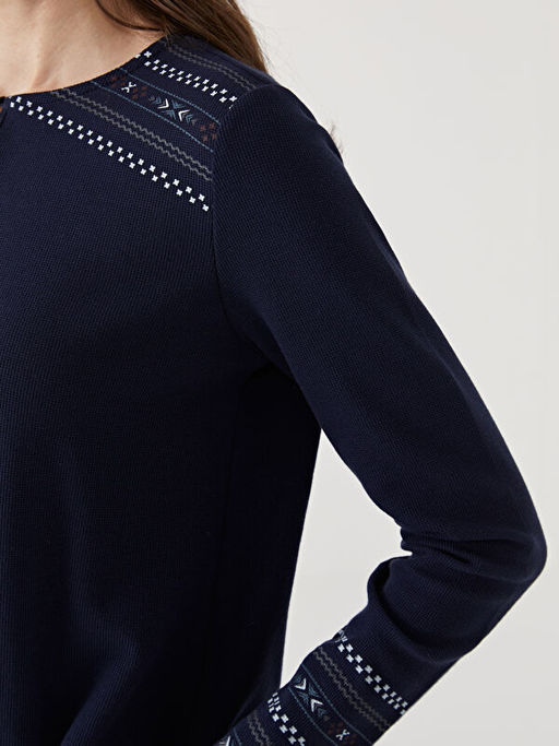 Bisiklet Yaka Desenli Kad?n Bluz