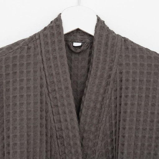 Халат вафельный женский удлинённый Этель «Boho» размер 50-52, цвет светло-серый, 100% хлопок, 290 г/м²