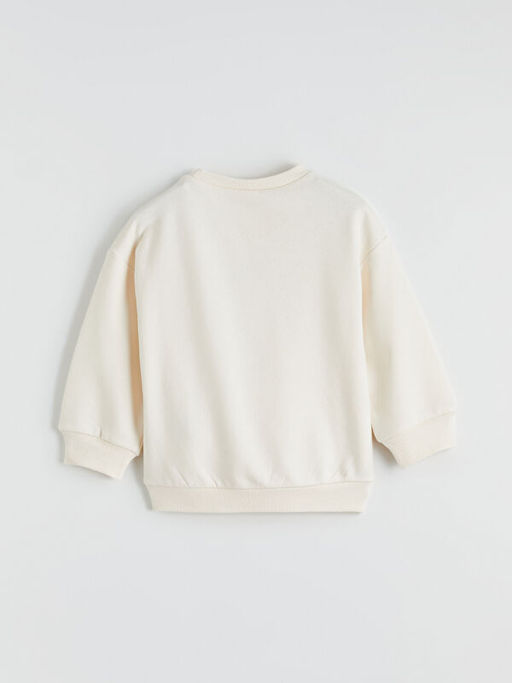 Bask?l? Bisiklet Yaka K?z ?ocuk Sweatshirt