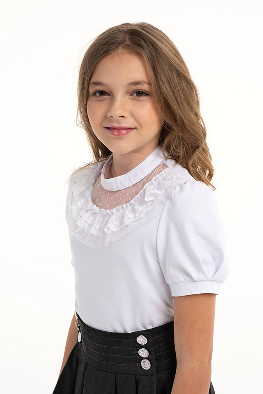 Белая школьная блузка для девочек Mooriposh, модель 06181  фото 4