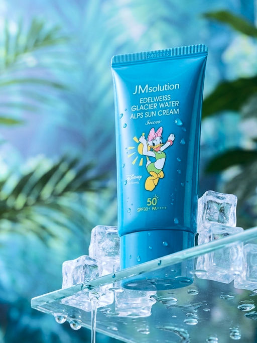 Jmsolution Охлаждающий солнцезащитный крем / Edelweiss Glacier Water Alps Moist Suncream Snow SPF50+/PA++++ Disney Daisy Duck, 50 мл