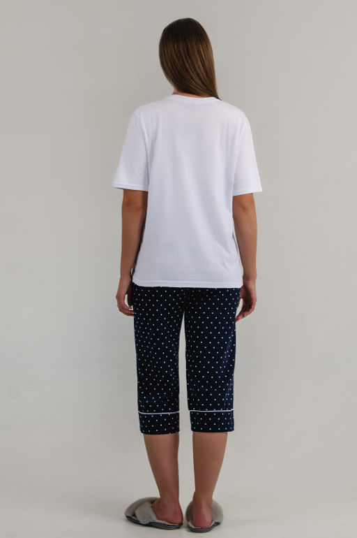 Арт. 9165 Пижама с бриджами 44-50 (4шт) Цвет:верх-белый,низ-темно-синий - Калинка фото 4