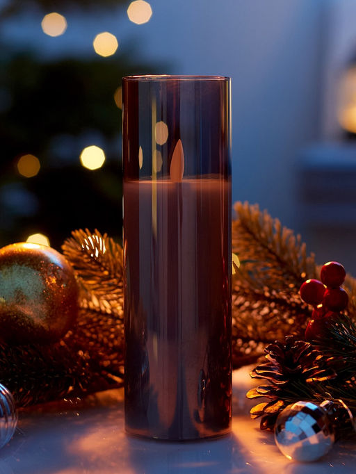 Светодиодная свеча «Серебристая», 16×5.5 см, от батареек AAx2, свечение тёплое белое