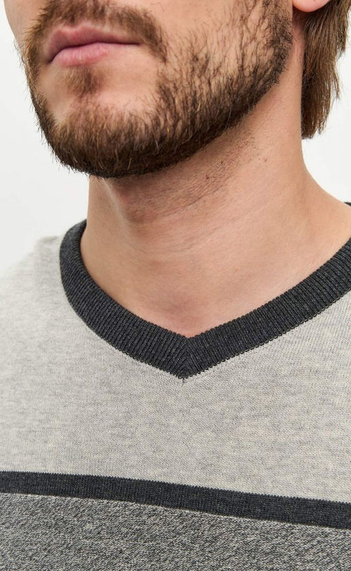 Пуловер мужской с V-образным вырезом F021-15-1723 d.grey - Fine joyce фото 5