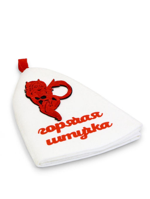 Шапка для бани и сауны, с вышивкой Горячая штучка, полиэфир 70%, шерсть 30%, белая - Simaland фото 3