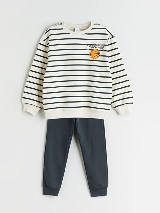 ?izgili Erkek ?ocuk Sweatshirt ve E?ofman Alt