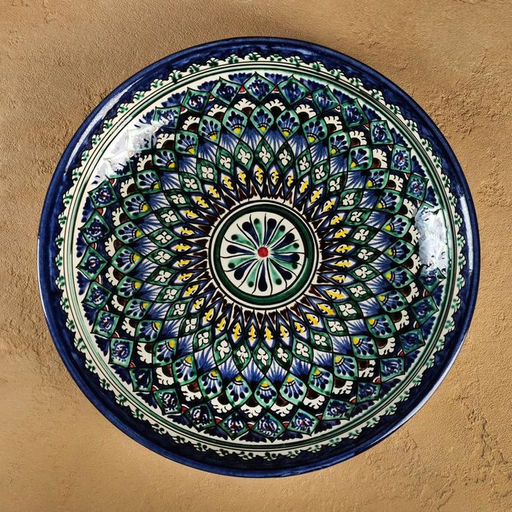 Ляган узбекский Риштанская Керамика «Узор», d=25 см, синий