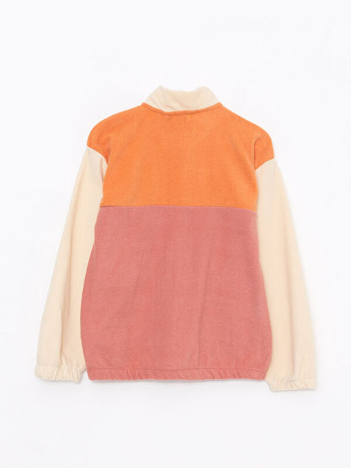 Dik Yaka Renk Bloklu Uzun Kollu Polar K?z ?ocuk Fermuarl? Sweatshirt - Waikiki фото 2