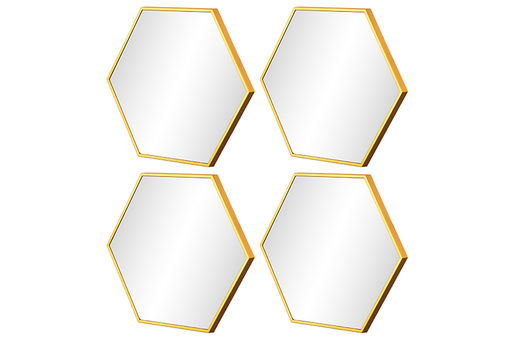 Набор из 4-х интерьерных зеркал 23*23*1,2 см "Соты" с подвесом. пластик