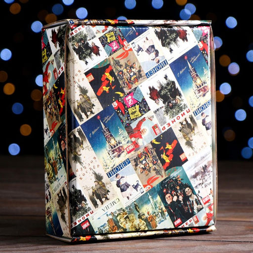 Коробка подарочная, крышка-дно, с окном Новогодняя афиша, 18 х 15 х 5 см, 1 шт. - UPAK LAND фото 2