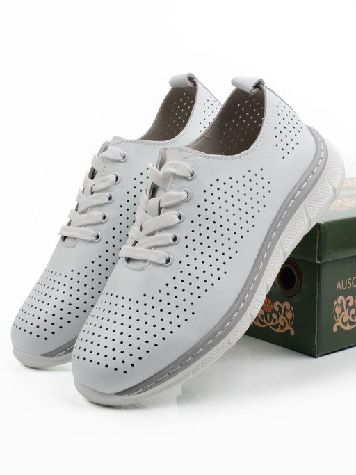 03-YE547-1 WHITE Полуботинки летние спортивные женские (натуральная кожа)