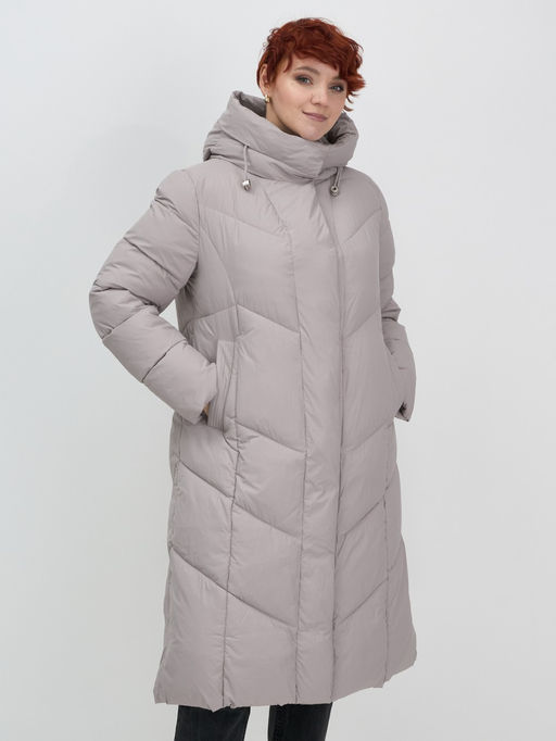 Пальто зимнее утепленное с капюшоном женское серого цвета 7628Sr - Mtforce фото 3