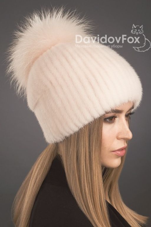 Шапка Буратино норка розовый жемчуг