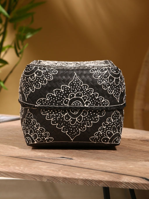 Корзинка плетёная «Бонтанг», 19×19×14 см, бамбук, тёмная