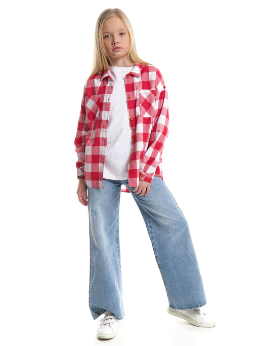 Рубашка в клетку UD 8043 красная клетка - Mini maxi фото 4