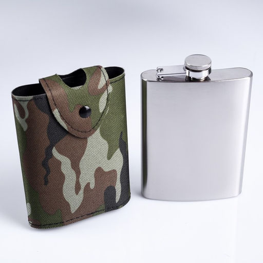 Фляжка Мастер К Полковник, 240 мл, в чехле, подарочная, армейская, 8 oz, нержавеющая сталь, зелёная