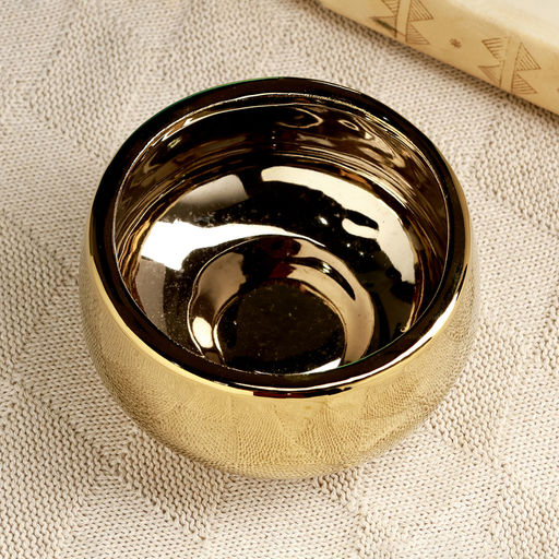 Кашпо - бонсайница для кактусов и суккулентов «Лайт», 13×13×7 см, керамика, золотистое