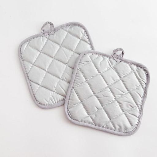 Цена за 2 шт. Кухонный набор «Доляна. Клетка»: серый, прихватка 17×17 см - 2 шт.,100% п/э