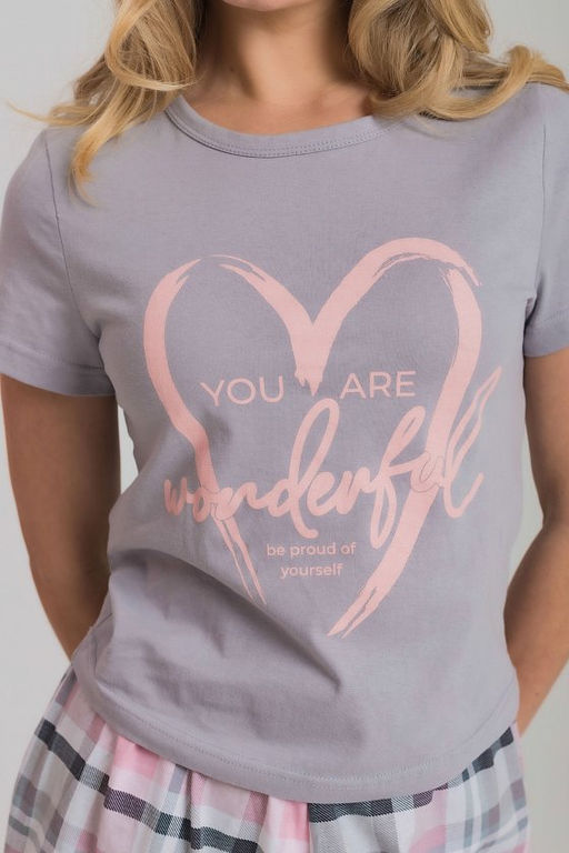Пижама футболка и шорты М325292Пср розовый/светло-серый - Елена фото 4