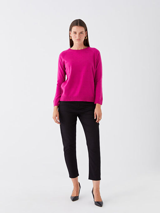 Bisiklet Yaka Kendinden Desenli Uzun Kollu Kad?n Triko Kazak - Waikiki фото 3