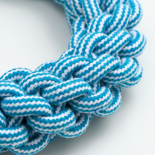 Игрушка канатная Кольцо, 250 г, до 20 см, голубая/белая - Пижон фото 3