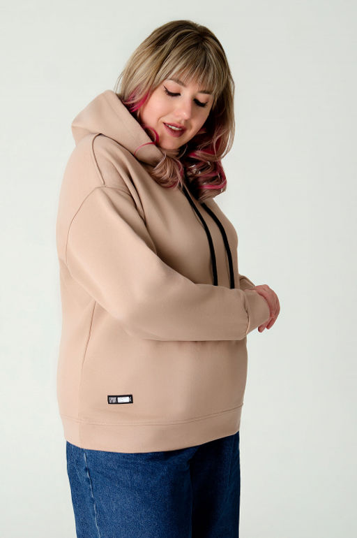 Арт. 15116 Худи женское с капюшоном 46-54 (5 шт) Цвет:бежевый - Калинка фото 13