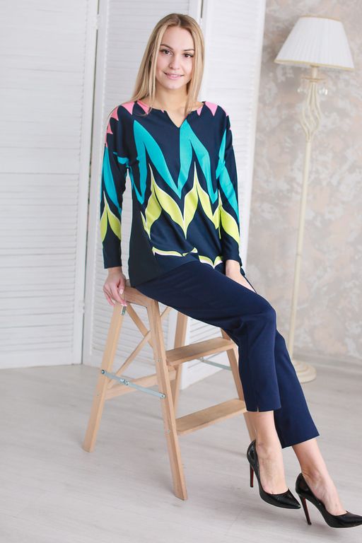 Джемпер женский из милано Юстина синий - Амадэль фото 7