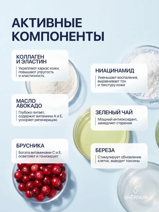 Сыворотка Био-коллагеновая с лифтинг эффектом для лица и зоны декольте SHERNUR, 35мл