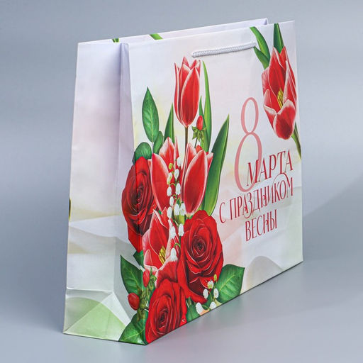 Цена за 2 шт. Пакет подарочный ламинированный, упаковка, «8 марта», L 28×38×9 см