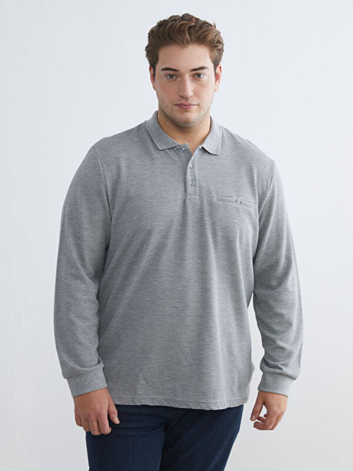 Polo Yaka Uzun Kollu Erkek Sweatshirt