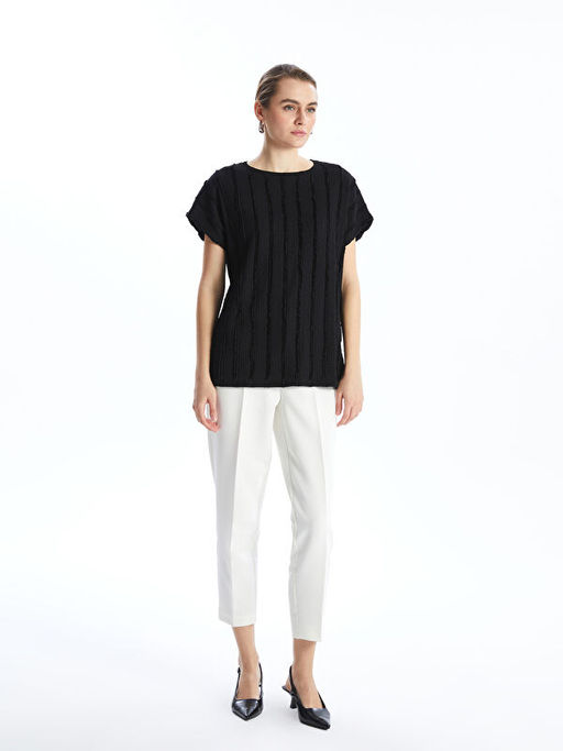 Bisiklet Yaka Dokulu Kad?n Ti??rt