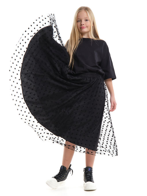 Юбка пачка длинная из фатина 22-7608 черный/зол. звезды - Mini maxi фото 43