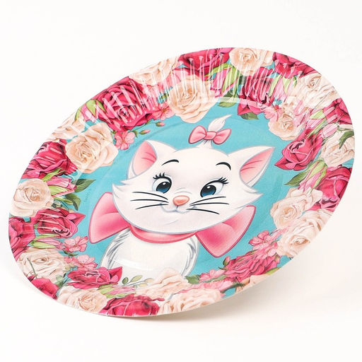 Цена за 10 шт. Тарелка одноразовая бумажная "С Днем Рождения!", 18 см, Коты Аристократы