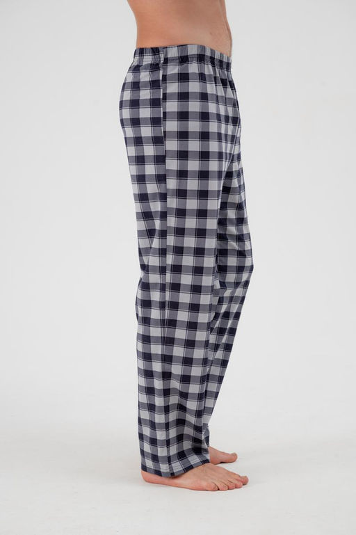 Брюки домашние мужские из кулирки серо-синяя клетка