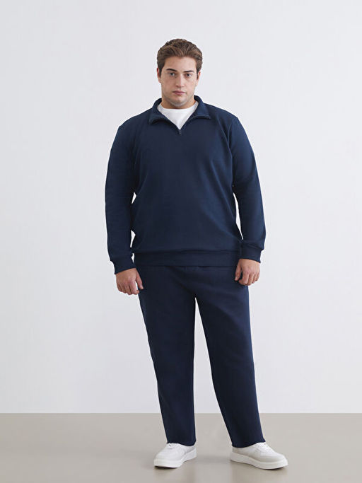 B?y?k Beden Dik Yaka Erkek Sweatshirt