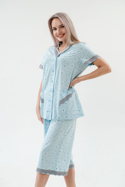 Пижама женская из кулирки Ворожея голубой - Амадэль фото 6
