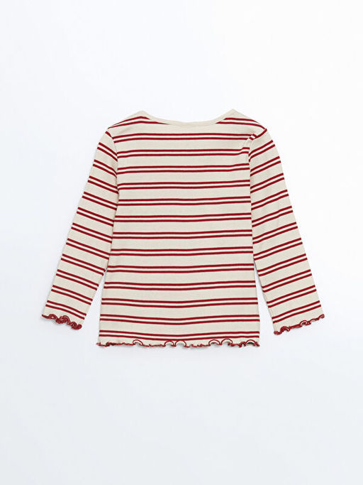 Bisiklet Yaka ?izgili K?z ?ocuk Ti??rt