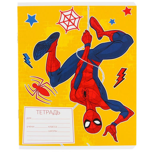 Цена за 10 шт. Тетрадь 12 листов, линейка, Человек-паук 5 видов МИКС - Marvel фото 9