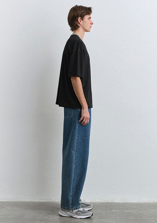 MV91 Nak?s Detayl? Siyah Tisort - Mavi фото 4