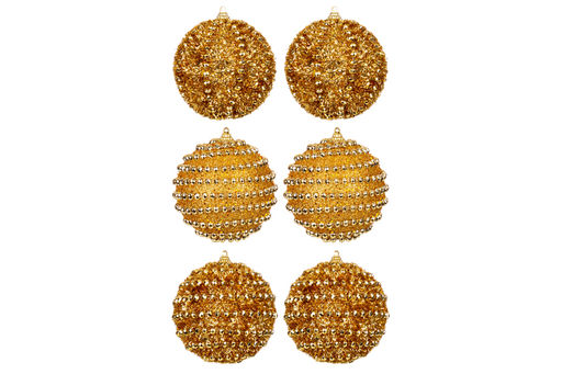 Набор 6 новогодних шаров 9,5*9,5 см Золотой узор - Elan gallery фото 10