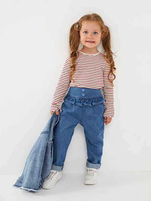 Uzun Kollu Basic K?z Bebek Jean Ceket - Waikiki фото 2